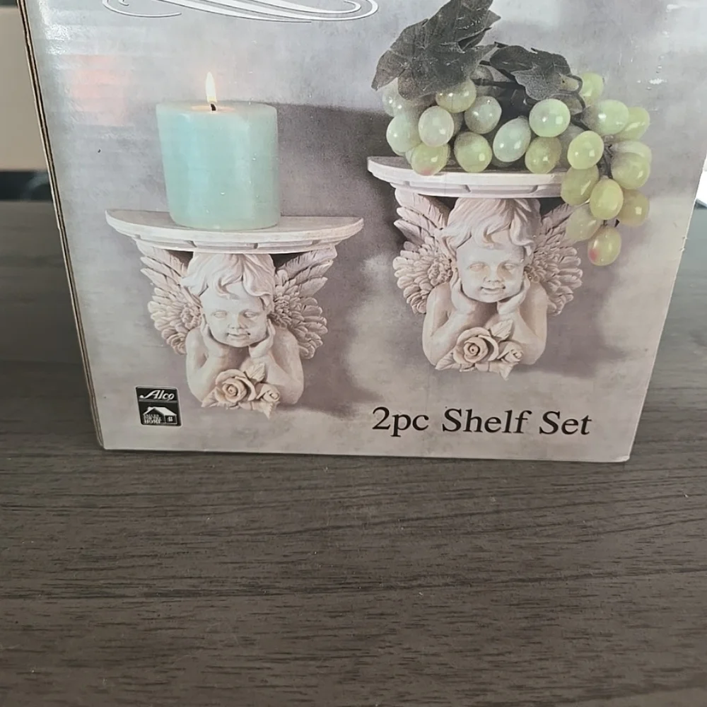 Angel Wall Shelf Set with Candle Holder